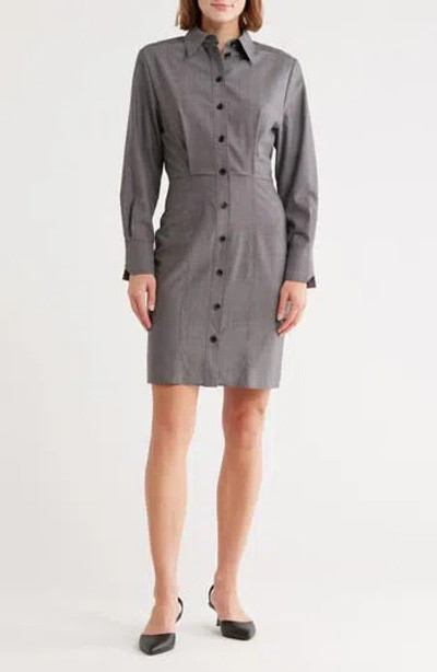 Hugo Boss Boss Dertoa Long Sleeve Shirtdress In Gray