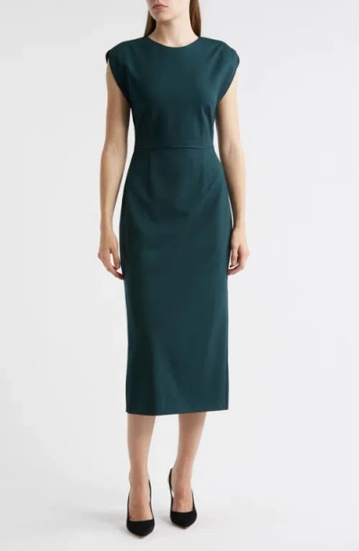 Hugo Boss Boss Detira Cap Sleeve Sheath Dress In Brown