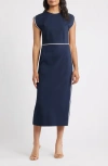 Hugo Boss Boss Detira Cap Sleeve Sheath Dress In Blue
