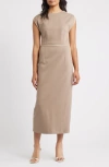 Hugo Boss Boss Detira Cap Sleeve Sheath Dress In Brown