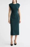 Hugo Boss Boss Detira Cap Sleeve Sheath Dress In Green
