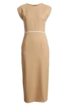 Hugo Boss Boss Detira Wool Blend Sheath Dress In Camel