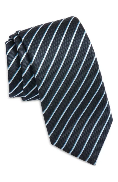 Hugo Boss Boss Diagonal Stripe Jacquard Silk Blend Tie In Black