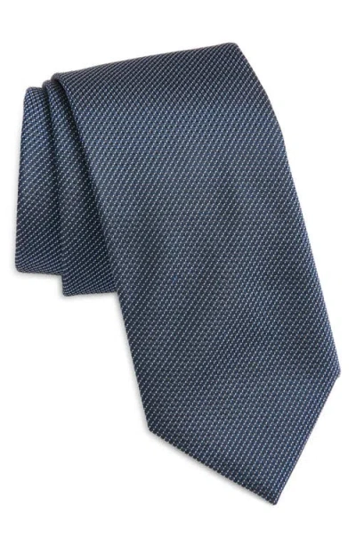 Hugo Boss Boss Diagonal Stripe Jacquard Silk Blend Tie In Gray
