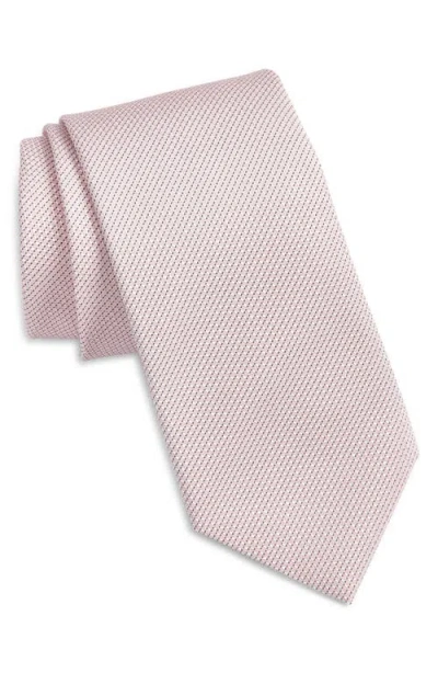 Hugo Boss Boss Diagonal Stripe Jacquard Silk Blend Tie In Pink