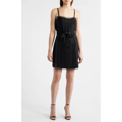 Hugo Boss Boss Digada Beaded Sleeveless Minidress In Black