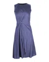 Hugo Boss Boss Digiana Front Twist A-line Dress In Navy Blue Cotton In Blue