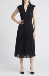 Hugo Boss Pliss-crepe Dress With Notch Neckline