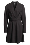 Hugo Boss Boss Dimkai Long Sleeve Faux Wrap Dress In Black