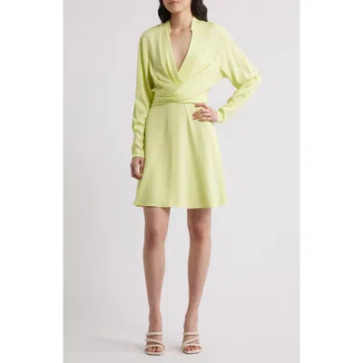 Hugo Boss Boss Dimkai Wrap Front Long Sleeve Dress In Green