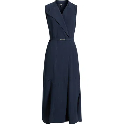 Hugo Boss Boss Dimosa Directional Stripe Sleeveless Midi Dress In Blue