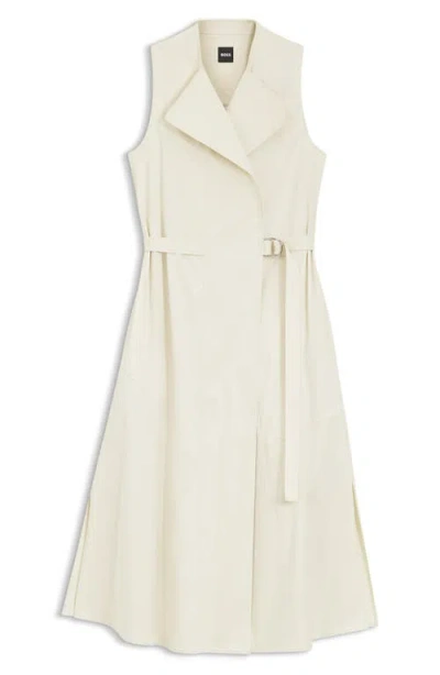 Hugo Boss Boss Dimosa Sleeveless Belted Midi Wrap Dress In Neutral