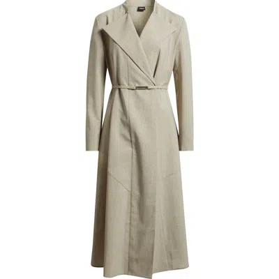 Hugo Boss Boss Dimosal Long Sleeve Wool Midi Dress In Neutral