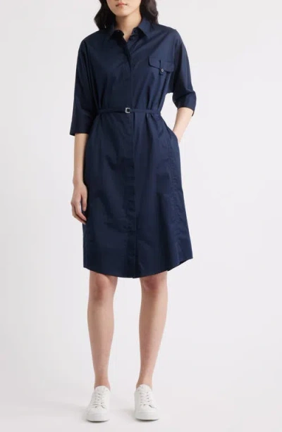 Hugo Boss Boss Dirisia Stretch Cotton Shirtdress In Blue