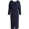 Hugo Boss Boss Ditela Mixed Media Dress In Clean Navy Combo