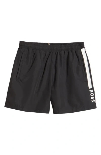 Hugo Boss Boss Dolphin Nos Swim Trunks In Black