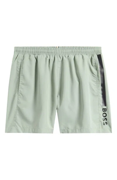 Hugo Boss Boss Dolphin Swim Trunks In Green