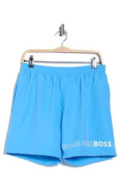 Hugo Boss Boss Dolphin Swim Trunks In Blue