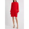 Hugo Boss Boss Dolumi Long Sleeve Shift Dress In Red
