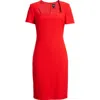 Hugo Boss Domingana Square Neck Sheath Dress In Goji Berry