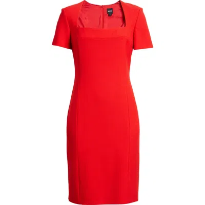 Hugo Boss Boss Domingana Sheath Midi Dress In Goji Berry