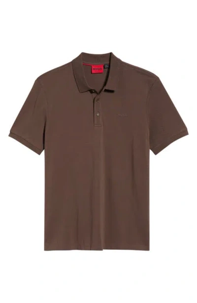 Hugo Boss Boss Donos Pima Cotton Polo In Brown