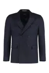Hugo Boss Boss Double-breasted Wool Jacket In Blue