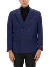 Hugo Boss Dual-breasted Blazer Buttoned Cuffs In Blue