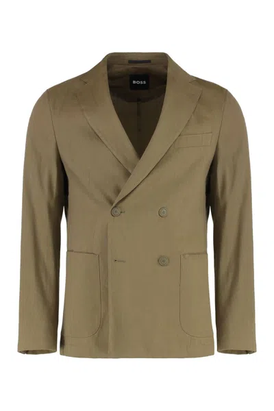 HUGO BOSS BOSS DOUBLE-BREASTED LINEN BLEND JACKET