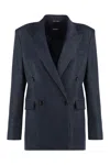 Hugo Boss Regular-fit Long-length Jacket In Denim-effect Twill In Blue