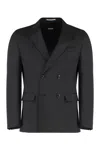 Hugo Boss Boss Double-breasted Wool Blend Jacket In Black