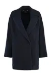 Hugo Boss Double-breasted Oversized Coat In Blue