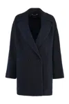 Hugo Boss Double-breasted Oversized Coat In Blue