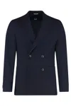 Hugo Boss Boss Double-breasted Wool Jacket In Blue