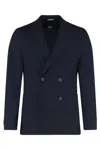 Hugo Boss Boss Double-breasted Wool Jacket In Blue