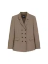 Hugo Boss Structured Brown Double-breasted Blazer With Notched Lapel In Beige