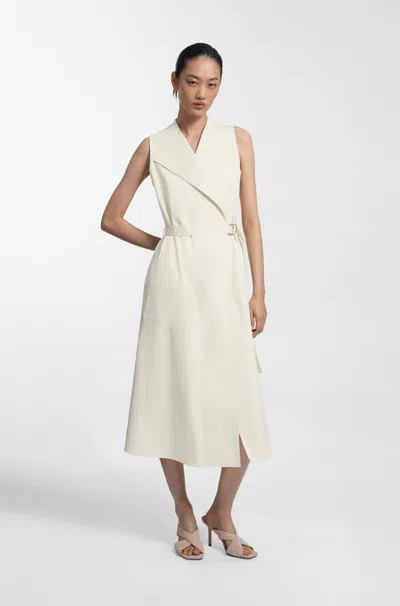 Hugo Boss Boss Dimosa Sleeveless Belted Midi Wrap Dress In Neutral