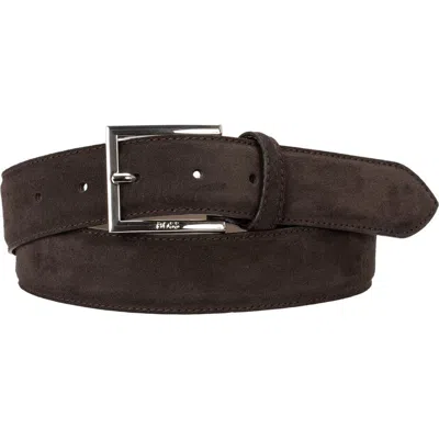 Hugo Boss Boss Dressletic Suede Belt In Dark Brown