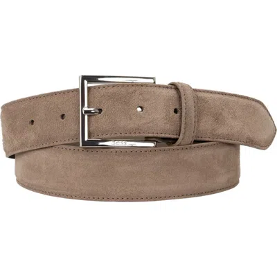 Hugo Boss Boss Dressletic Suede Belt In Medium Beige