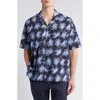 Hugo Boss Boss Drew Palm Print Stretch Camp Shirt