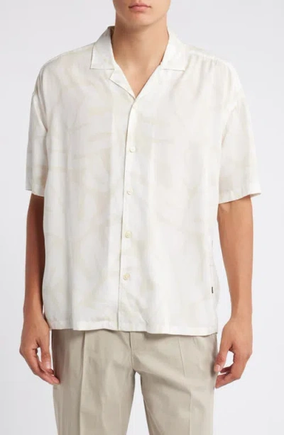 Hugo Boss Drew Relaxed Fit Camp Shirt In Open White