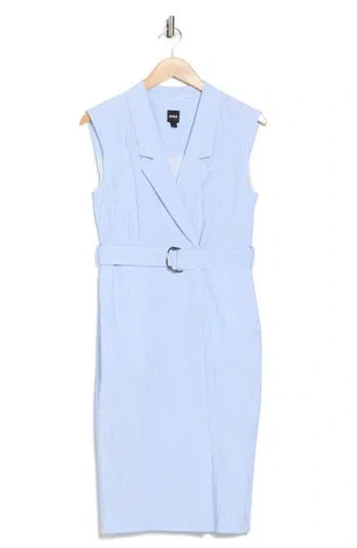 Hugo Boss Boss Drupe Belted Wrap Dress In Blue