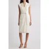 Hugo Boss Boss Drupe Pinstripe Linen Blend Dress In Neutral