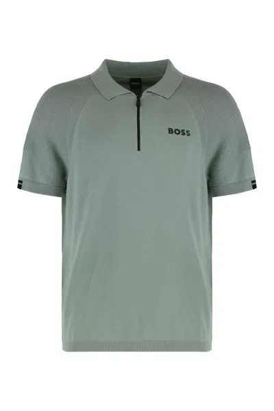 Hugo Boss Boss Dynamic Comfort Polo With Half Zip For Men In Green