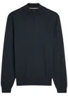 Hugo Boss Boss Ebenji Half-zip Fine-knit Jumper In Blue