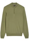 Hugo Boss Boss Ebenji Half-zip Fine-knit Polo Jumper In Green