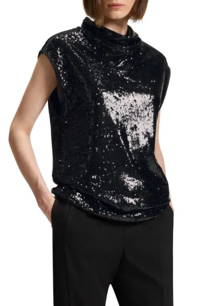 HUGO BOSS BOSS EBIB SEQUIN MOCK NECK TOP