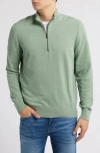 Hugo Boss Boss Ebrando Textured Cotton Half Zip Sweater In Light Green