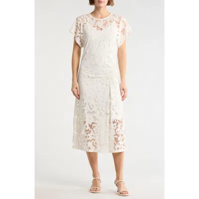 Hugo Boss Boss Ebuna Floral Semi Sheer T-shirt Dress In White
