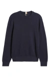 Hugo Boss Ecaio Cotton Knit Sweater In Dark Blue